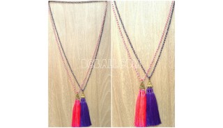 3color triangle chrome tassels necklaces bead crystal