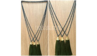 abalone bead strand crystal pendant tassel necklaces 