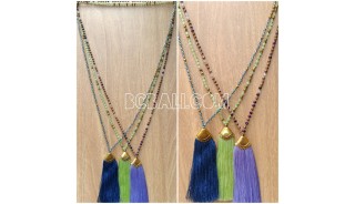 beads tassels necklaces chrome pendant 3 color
