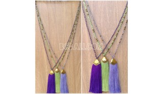 beads tassels necklaces chrome pendant 3color