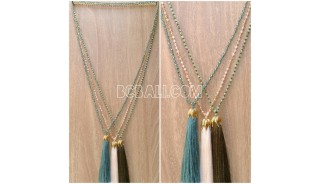 3color pendant tassels necklaces crystal bead bali