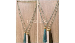 3color pendant tassels necklaces crystal bead bali
