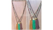chrome crystal beads tassels necklaces 3color