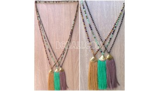 chrome crystal beads tassels necklaces 3color