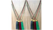 chrome crystal beads tassels necklaces 4color