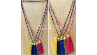 chrome crystal beads tassels necklaces 5color mug