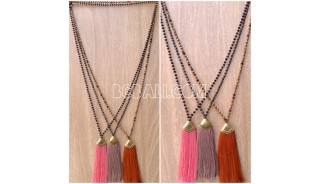 chrome crystal beads tassels necklaces pendant 3color
