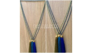 crystal bead tassel necklaces golden chrome dark