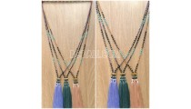 crystal bead stone tassel triangle necklaces designs