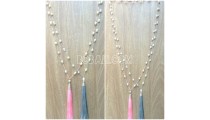 full pearls necklaces long seeds two color tassels