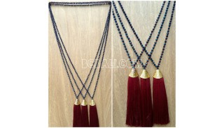 golden chrome tassel necklaces bead crystal