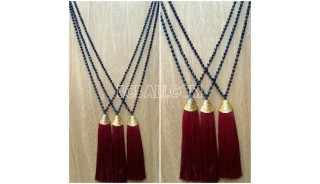 golden chrome tassel necklaces bead crystal
