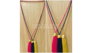 golden chrome pendant tassels necklaces crystal bead