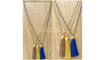 golden chrome pendant tassels necklaces crystal bead 3color