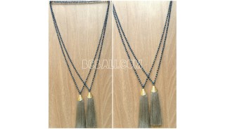 handmade tassel necklace 2color abalone crystal bead