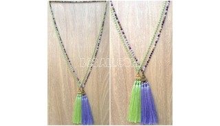 handmade tassel necklace 2color design crystal bead