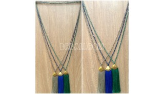 handmade tassel necklace 3color design crystal bead