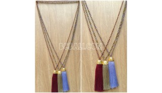 handmade tassel necklace antiq design crystal 3color