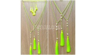 light green tassels necklace water of pearl original