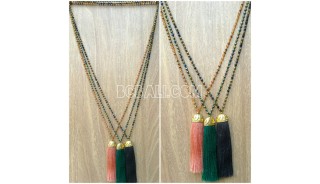 long seeds crystal tassel necklace golden chrome