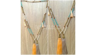 mala wooden beads necklace tassel pendant charms