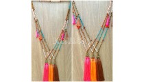 mala wooden beads stone tassels triangle pendant