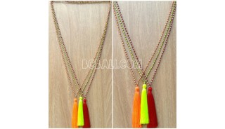 silver bead tassel necklace pendant 3color shown