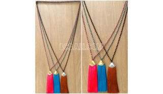 tassel pendant crystal beaded bali design golden