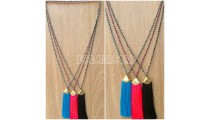 tassel pendant crystal beads bali design golden