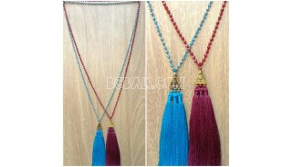 triangle chrome tassels necklaces bead crystal