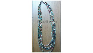 mix color glass bead necklaces four strand made in bali