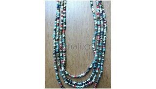 mix color glass bead necklaces four strand made in bali
