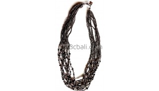 multiple strand crystal beads necklace charm metal