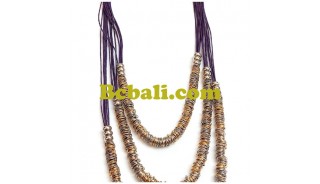 strings leather triple layer steels necklaces