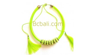 two models chokers necklaces shells tassels