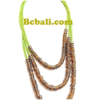 strings leather 3layers steels charms necklaces 