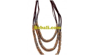 strings leather triple layer steels necklaces