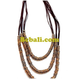 strings leather triple layer steels necklaces