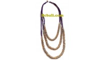 strings leather triple layer steels necklaces