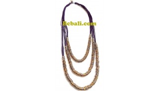 strings leather triple layer steels necklaces