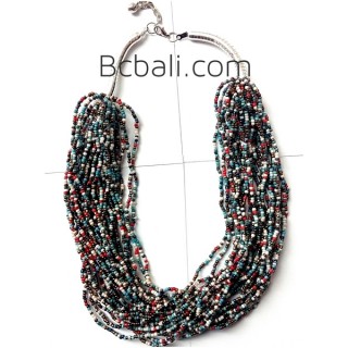 mixed glass beads multiple strand necklaces 