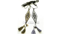 two necklaces pendants tassel beads miyuki crystal