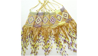 golden crystal beads miyuki necklace sequare