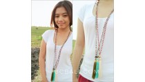 bali glass ceramic beads long seeds tassels necklaces 