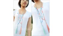 beads turquoise tassels necklaces pendant handmade