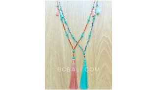 beads turquoise tassels necklaces pendant handmade