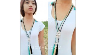 fresh water pearls with crystal beads tassels jewelry necklace 