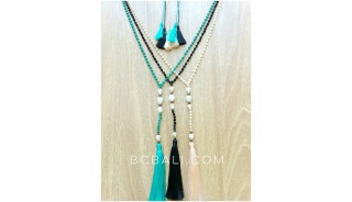 fresh water pearls with crystal beads tassels jewelry necklace 