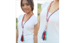 fresh water pearls with crystal beads tassels necklaces