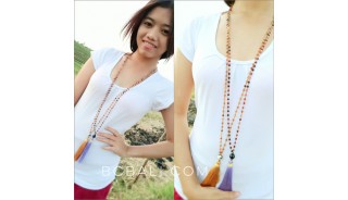 glass beads long seeds tassels necklaces pendant